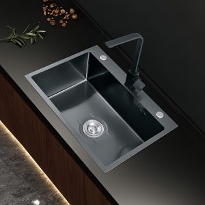 1pc 5040 Black Diamond Handmade Thickened Washbasin Kitchen Set Stainless Steel Sink Thickened Black Nano Single Sink Dishwashing Sink