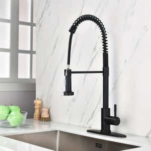 Kitchen Faucet with Pull Down Sprayer Matte Black, High Arc Single Handle Kitchen Sink Faucet, Commercial Modern Stainless Steel Kitchen Faucets