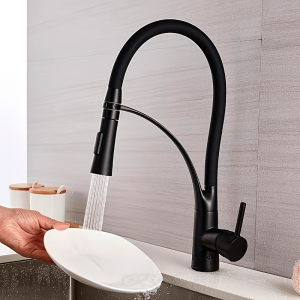 1 Set Silicone Kitchen Faucet With Pull-Out Spray, Dual-Mode Water Spray, Spring-Loaded Pull-Out, G1/2 Thread, Ceramic Valve, No Electricity Required, Home & Kitchen Accessories