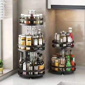 Rotatable 360 Degrees Kitchen Storage Rack Seasoning Storage Storage Rack Storage Box Oil Salt Sauce Vinegar Spice Jar Rack