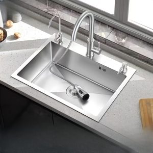 Classic Stainless Steel Kitchen Sink - Modern Single Bowl Design for Dishwashing & Vegetable Prep, Durable Brushed Finish