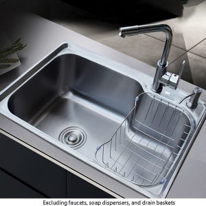 Modern Stainless Steel Single Bowl Sink - Rectangular, Brushed Finish for Kitchen & Bathroom Use